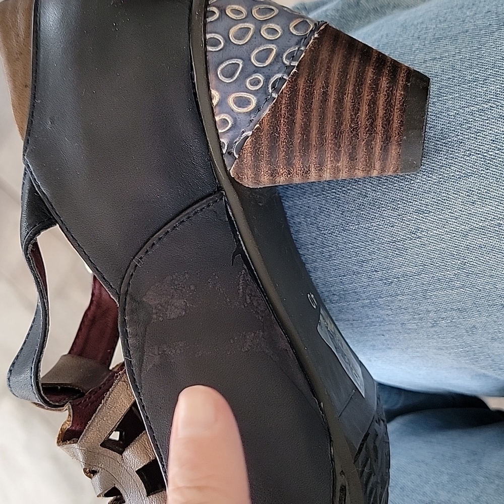 L'Artiste By Spring Step April Mary Jane Pumps Navy Blue Multi Sz 40 Leather - Picture 16 of 17